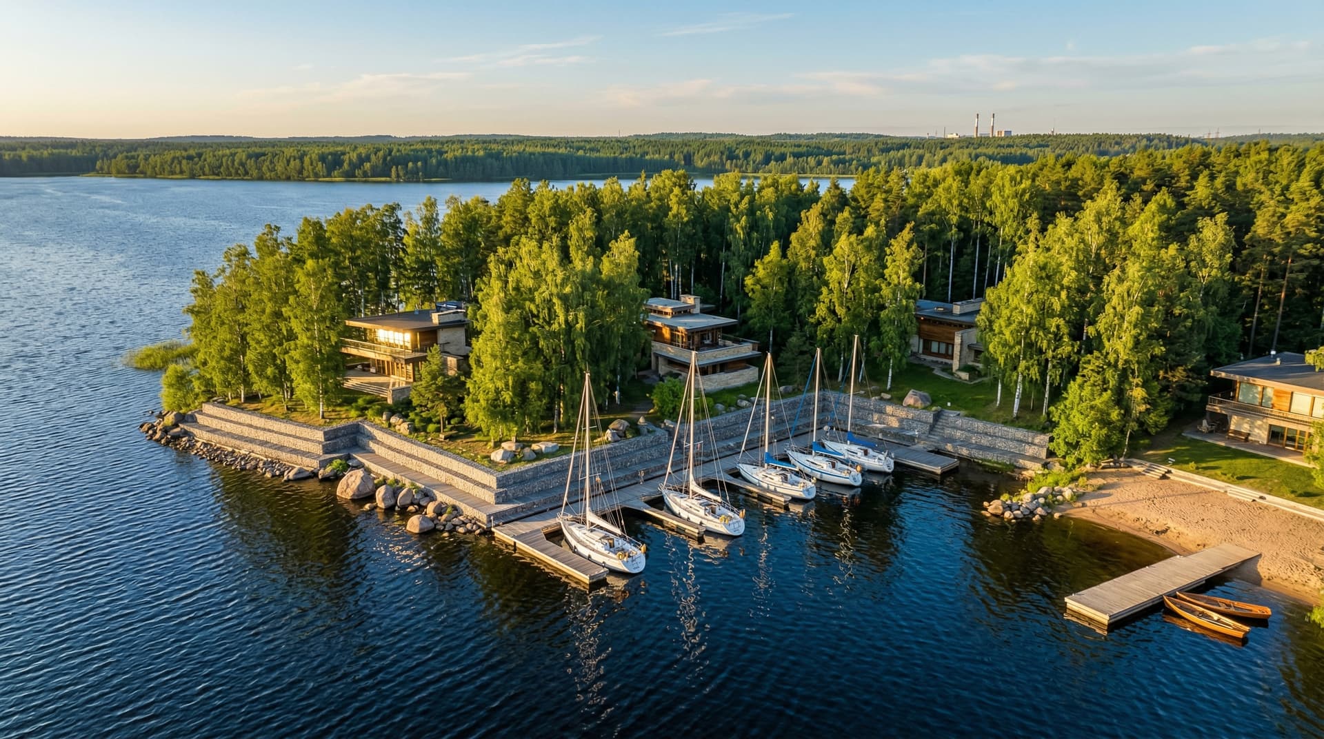 Строительство яхт-клуба на берегу реки Волга 